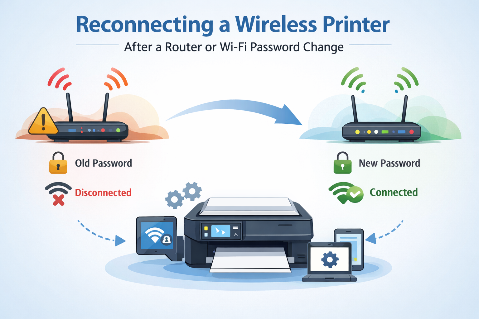 Reconnecting a Wireless Printer After a Router or Wi-Fi Password Change